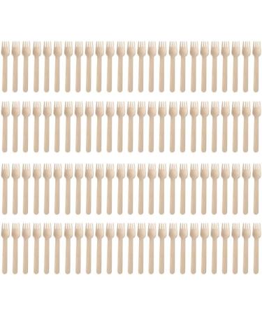 (Pack Of 100) Disposable Wooden Cutlery Set Wedding Birthday Party Tableware Environmentally Friendly Outdoor Supplies Durable Wooden Dinnerware - Buy Online on GoSupps.com