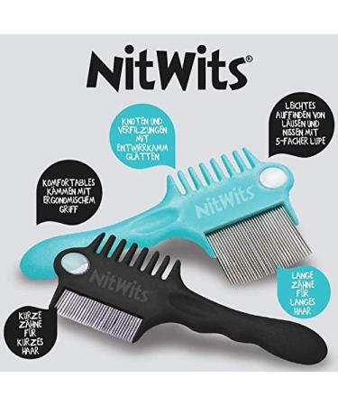 NitWits Lice Comb for Children & Adults - 3-in-1 Metal Lice & Nits Comb with Detangler & Magnifying Glass (Pack of 2) - Effective Lice Treatment & Prevention - Buy Online on GoSupps.com