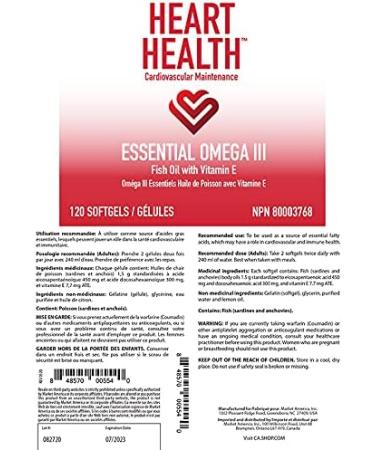 Heart Health Essential Omega III Fish Oil with Vitamin Helps Maintain Normal Cholesterol Levels EPA and DHA Help Support Brain Function Supports Cardiovascular and Immune Health Market America (60 Servings) - Buy Online on GoSupps.com