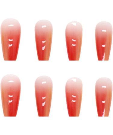 Justotry 24 Pcs Gradient Red French Press on Nails - Long Ballerina Stick on Nails for Women | Acrylic Coffin False Nails with Glue - Nail Art Essential - Buy Online on GoSupps.com
