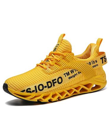 TSIODFO Mens Running Shoes Athletic Walking Sneakers 11 Yellow
