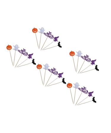 misppro 5 Sets Happy Halloween Cupcake Toppers Food Picks Pumpkin Wizard Bat 5/Set
