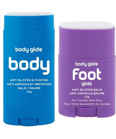 Body Glide Original Anti Chafe Balm Stick (for Canadian Sale Only) + Body Glide Foot Glide Anti Blister Balm 70g Balm Stick + Foot Anti Blister Balm