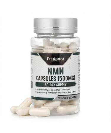 Probase Nutrition Longevity Pure NMN Capsules 60 Count (500mg Each) - Ultra-Pure, Fully Stabilized, Pharmaceutical Grade NMN to Boost NAD+, Nicotinamide Mononucleotide Capsules (Packaging May Vary)