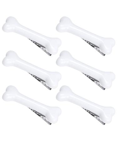 Nifocc Dog Bone Hair Clips Artificial Dog Bone Hairpins Hair Styling Tools for Kids Girls Ladies - White 6 Pcs