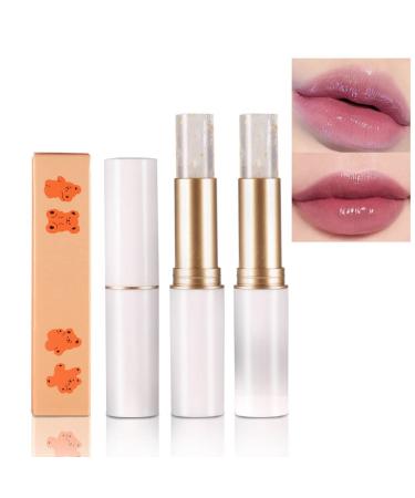 BINGBRUSH 2Pcs Color Changing Lipstick Queen PH Lip Balm  Gold Foil Temperature Change Long Lasting Moisturizer Waterproof Lip Balm Jelly Crystal Discoloration Lipstick Set