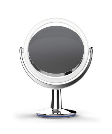 BIOMAX SuperGlow 9 Round Shaped Dual-Sided Lighted Makeup Mirror  1X/5X Magnifying Vanity Mirror  Brightness 1000Lux  360 Degree Rotating Adjustable Brightness Mirror  Brushed Nickel Finish - Buy Online on GoSupps.com