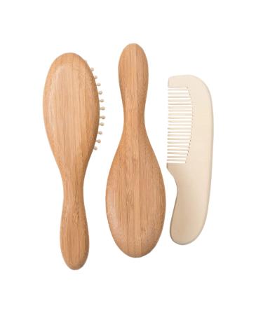 DOITOOL 3pcs Bath Set Kids Suit Newborn Set Baby Massage Brush Wooden Toddlers Comb Baby Hair Brush Bristle Hair Brush for Baby Wooden Comb Shampoo Brush Hairbrush Bamboo Boutique Bristles