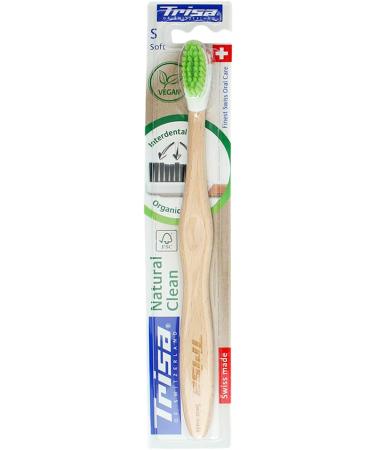 Trisa Natural Clean Sustainable Wooden Toothbrush | Eco-Friendly Swiss Beech Wood & Renewable Bristle - Shop Internationally - Buy Online on GoSupps.com