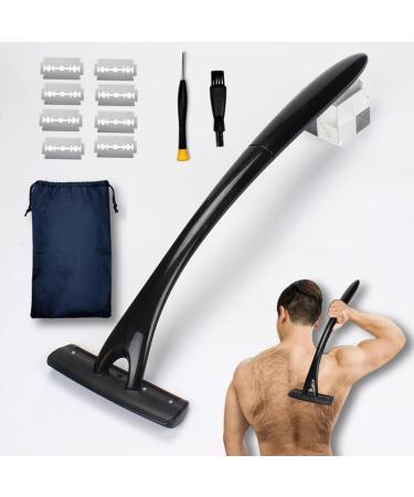 Body Back Shaver for Men Long Handle Back Hair Shaver Back Hair Removal and Body Shaver (Dark Black)
