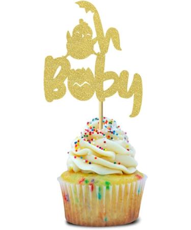 24 Pcs Oh Baby Gender Reveal Cupcake Toppers Yellow Chick Baby Shower Party Birthday Party Cake Decoration Dessert Insert MGPFERD - Buy Online on GoSupps.com