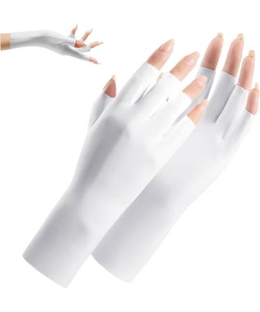 Gel Manicures Breathable Uv Protection Gloves UPF50+ Uv Nail Fingerless Manicure Gloves Uv Protection for Nail Art Skin from UV Harm White Moisturizing Gloves - Buy Online on GoSupps.com