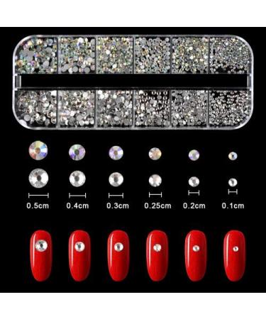 CHStarina 1500 Pieces Rhinestones Kit - 6 Sizes Crystal Flat Back Gems with Tweezers & Pencil for Nail Art Face & DIY Clothing - Buy Online on GoSupps.com