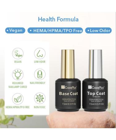 2 Pcs 15ml No Wipe Gel Top Coat & Base Coat Set - Hema-Free Long Lasting Glossy Finish for Nail Art - Perfect Gift for Women & Nail Salons - Buy Online on GoSupps.com