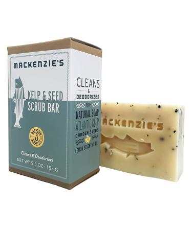 MacKenzie's Kelp & Seed Scrub Bar 5.5 oz - Gifts for Fishermen  Cooks & Gardeners  Beach Life  Ocean Lovers  Cold-Processed Soap  Sea Kelp