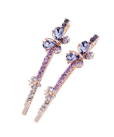 8-Piece Colorful Rhinestone Hair Pins Set - Blue & Purple Decorative Bobby Pins for Women and Girls - Buy Online on GoSupps.com