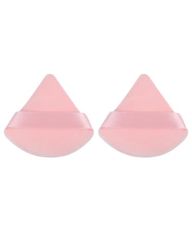 VOCOSTE 2 Pcs Loose Powder Puff Face Soft Triangle Puff Blender Beauty Makeup Tool Short Plush Pink
