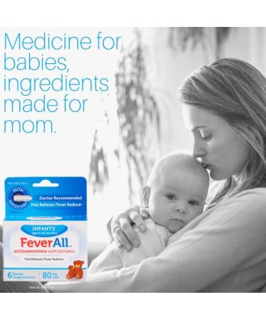 FeverAll Infants Acetaminophen Suppositories (80mg) - 6 Rectal Suppositories - Buy Online on GoSupps.com