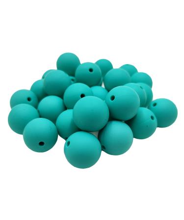 100pcs Turquoise Color Silicone Round Beads Sensory 15mm Silicone Pearl Bead Bulk Mom Necklace DIY Jewelry Making Decoration
