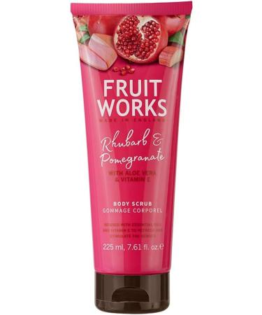 Fruit Works Rhubarb & Pomegranate Body Scrub Exfoliating Gentle on Skin 225ml - Buy Online on GoSupps.com
