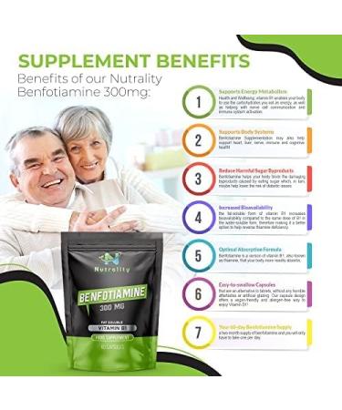 Nutrality Benfotiamine 300mg Capsules - Heart & Kidney Support, Antioxidant Boost, Cognitive Enhancement & Energy Increase - Vegan & Allergen-Free - 60 Count - Buy Online on GoSupps.com
