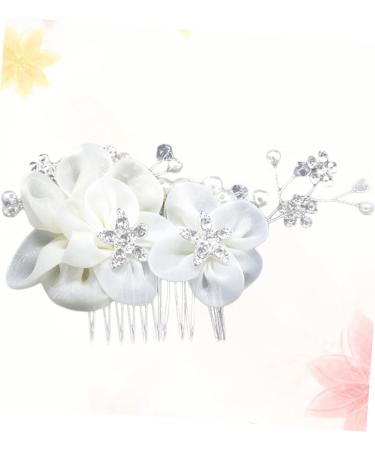 Ipetboom Tiara Decor Combs Flower Hair Comb Rhinestone Comb Bride Headpieces for Wedding Rhinestone Hair Comb Crystal Hair Comb Bride Comb Headgear White Rhinestones Silk Flower Miss - Buy Online on GoSupps.com