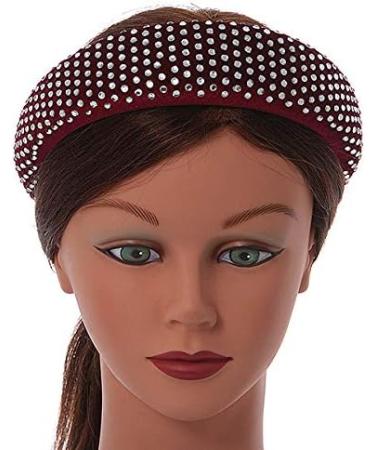 Retro Thicken Padded Velvet Diamante Wide Chunky Hair Band/Headband/Alice Band in Burgundy - Buy Online on GoSupps.com