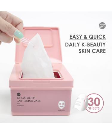 DREAM GLOW BEAUTY MASK (30ea) - Korean Collagen Sheet Mask with PDRN Niacinamide & Hyaluronic Acids for Radiant Skin - Buy Online on GoSupps.com