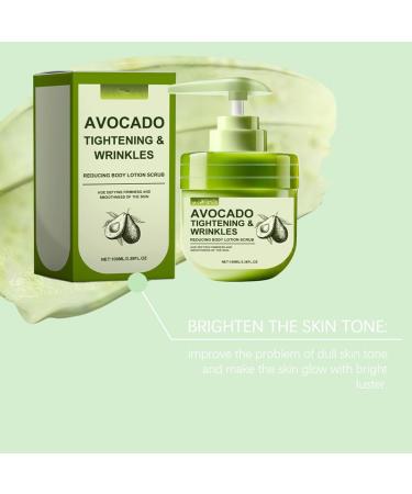 Avocado Tightening Wrinkles Reducing Body Lotion Scrub Cream Age Defying Firmness with Shea Butter Avocado Oil Aloe Vera Extract 100ML/3.38FL.OZ - Buy Online on GoSupps.com