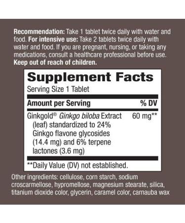 Nature's Way Ginkgold 60mg Tablets 150ea - Pack of 2 Boxes - Buy Online on GoSupps.com