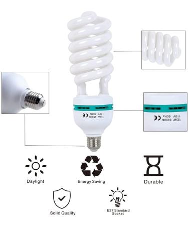 2pcs 135W CFL Daylight Spiral Softbox Lighting Kit Bulb 5500K E27 Socket for Photography - 2 Count - Buy Online on GoSupps.com