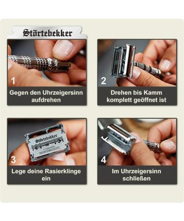 St rtebekker Premium Razor Hobel - Handmade Leather Etui | Travel Razor Set with 10 Blades & Built-in Mirror | Vintage Wet Razor with 2-Page Blade Head - Shop Internationally! - Buy Online on GoSupps.com