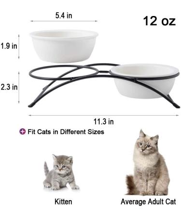 Elevated Ceramic Cat Bowls Set | 12oz Dishwasher Safe | 2 Paw Pattern Bowls with Stand - Buy Online on GoSupps.com