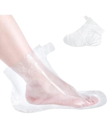 Guouet 250 Pieces of Clear Plastic Disposable Booties Paraffin Wax Bath Liners for Foot Pedicure Hot Spa Wax Treatment Foot Covers Bags 250pcs