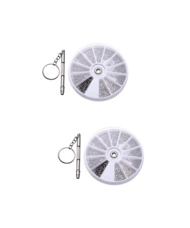 Gleavi 1200 STK repair screws for sunglasses Tool screw set glasses screws Rustproof screw group glasses repair screws household screw set silverx2stk mediumx2pcs