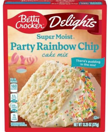 Betty Crocker Delights Super Moist Party Rainbow Chip Cake Mix 376g | Delicious and Vibrant Colorful Cake | Perfect for Everyday and Special Moments | Pack of 2 - Buy Online on GoSupps.com