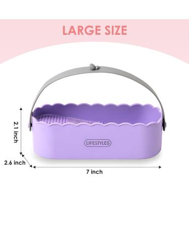 Buy 3 in 1 Silicone Makeup Brush Cleaner Bowl with Drying Holder - Simple Purple | International Shipping - Buy Online on GoSupps.com