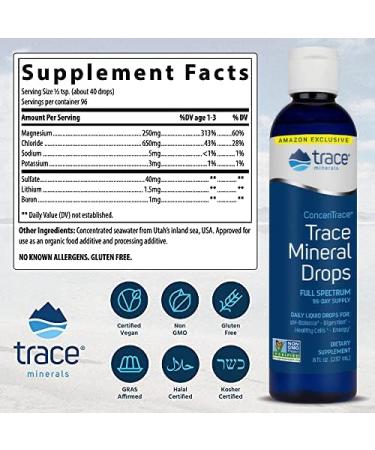 ConcenTrace Liquid Drops | 72+ Minerals for Energy & Hydration | Ionic Magnesium, Potassium, Chloride | 96 Day Supply 8 fl oz - Buy Online on GoSupps.com