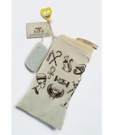 Habi Loofah - Egyptian Shower Loofah Sponge with Free Pumice Stone for Feet | Natural & Creamy - Buy Online on GoSupps.com