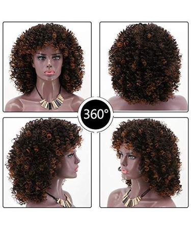 ColorfulPanda Afro Wig | Synthetic Brazilian Curly Hair for Women | Kinky Curly Short Wigs in Black Brown Ombre - Buy Online on GoSupps.com