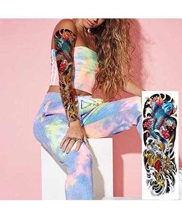 Dragon Fish Theme Full Sleeve Temporary Tattoos - 12-Sheet Set for Men & Women - Buy Online on GoSupps.com