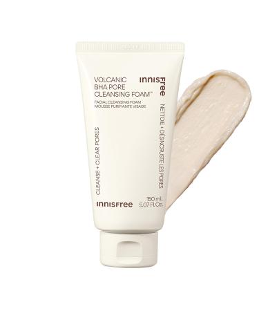 innisfree Volcanic BHA Pore Cleansing Foam Korean Face Wash with Salicylic Acid Oil Control Deep Clean Pore Care Sulfate-Free Formula New 5.07 Fl Oz (Pack of 1)