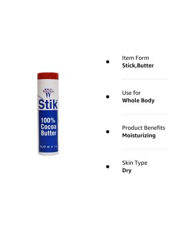 Stik 100% Cocoa Butter 1-Ounce (Pack of 6) - Pure Natural Moisturizer for Skin & Hair - International Shipping Available - Buy Online on GoSupps.com