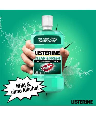 Buy Listerine Clean & Fresh Antibacterial Mouthwash (500ml) - Alcohol-Free Formula with Essential Oils - Perfect Daily Dental Care for Braces - Pack of 3 - Buy Online on GoSupps.com