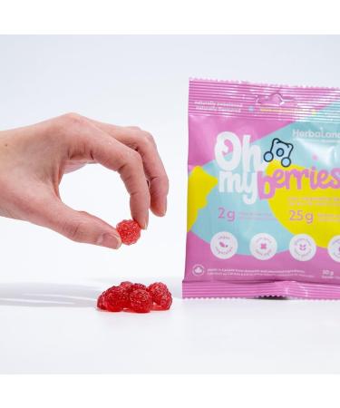 Herbaland Oh My! Gummies Snacks Low-Sugar High-Fiber Vegan Gluten-Free 12 x 50g (Box of 12) Compostable Pouch Sour Watermelon Flavor - Buy Online on GoSupps.com