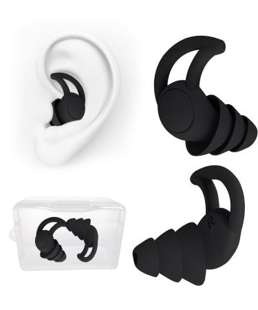 Ear Plugs for Sleeping Noise Cancelling  eapsneg Ear Plugs for Noise Reduction  Washable Hearing Protection for Work  Travel  Concert  Swimming  Sleep Snoring (Black)