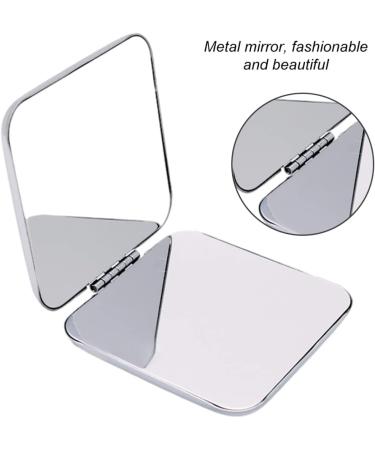 Folding Makeup Mirror Portable Stainless Steel Cosmetic Mirror Double Sided Pocket Mirror Square. - Buy Online on GoSupps.com