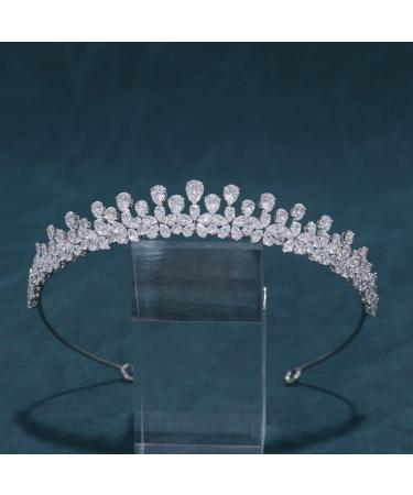 FASNAHOK Floral Silver Wedding Tiaras for Bride Cubic Zirconia Small Tiaras and Crowns for Women Sweet 16 Crown Princess Birthday Hair Accessories