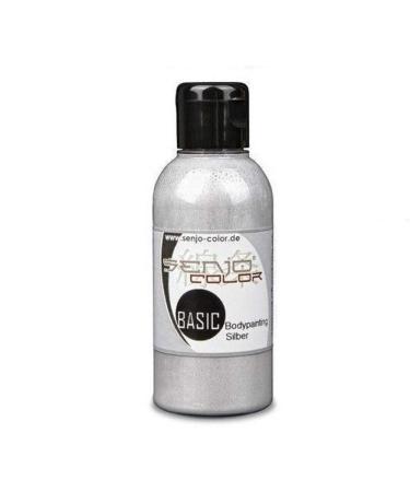 Senjo Color Basic Body Painting Colors I Face & Body Paint I Carnival Mardi Gras I 75 ml I Airbrush Color (Metallic Silver)
