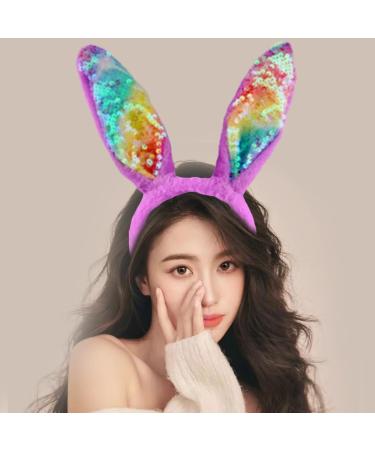 hgnxa Easter Rabbits Ear Hairband Woman Teens Sequins Headbands for Movie Enthusiasts Animes Theme Gatherings Hairband White - Buy Online on GoSupps.com
